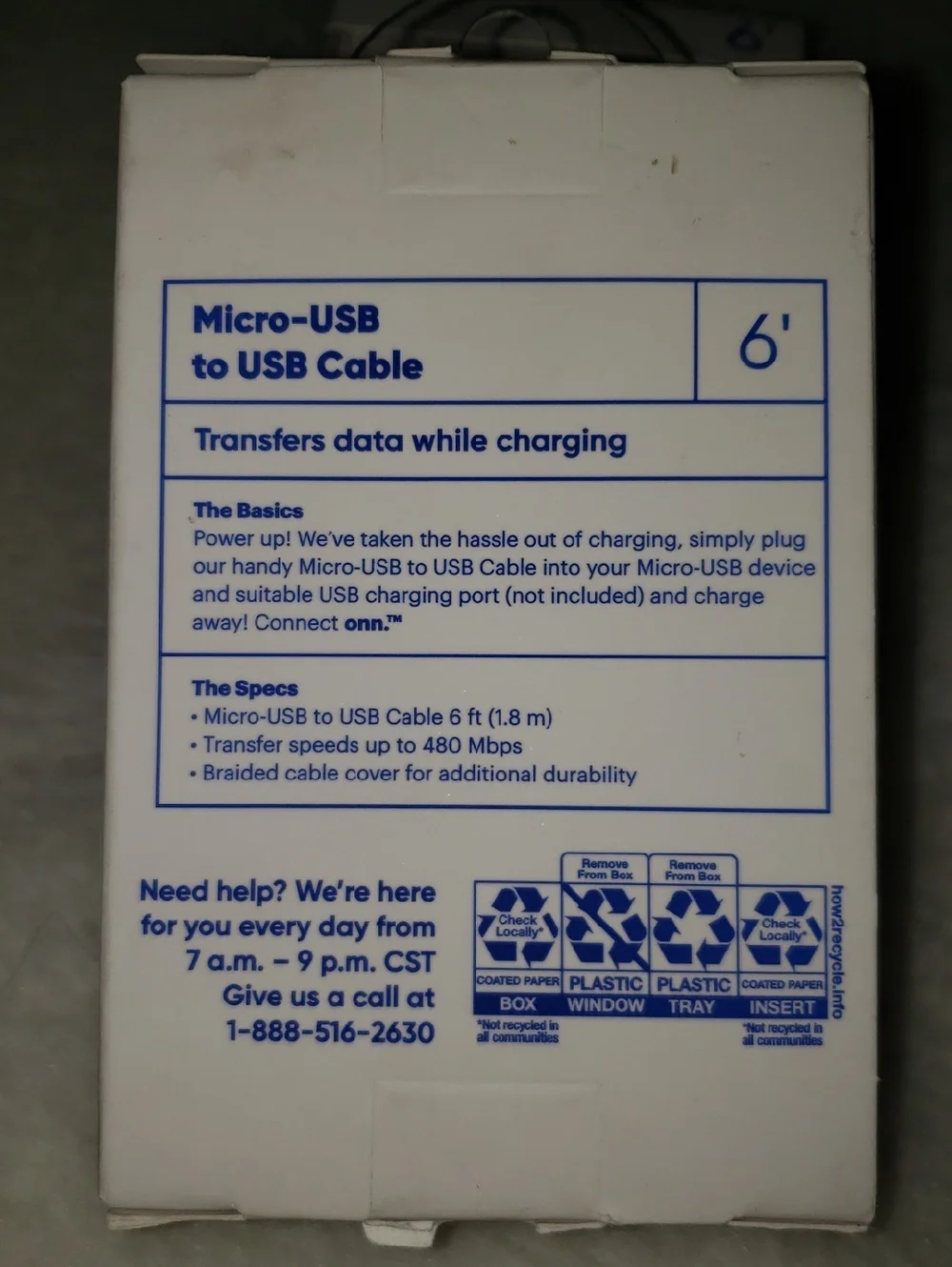 6ft Micro-USB to USB Cable - Light Blue